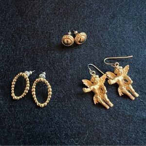 Vintage 😇 Gold-Toned Earrings Bundle